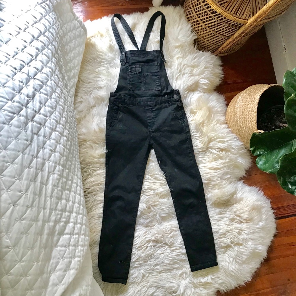 Free People Black Overalls